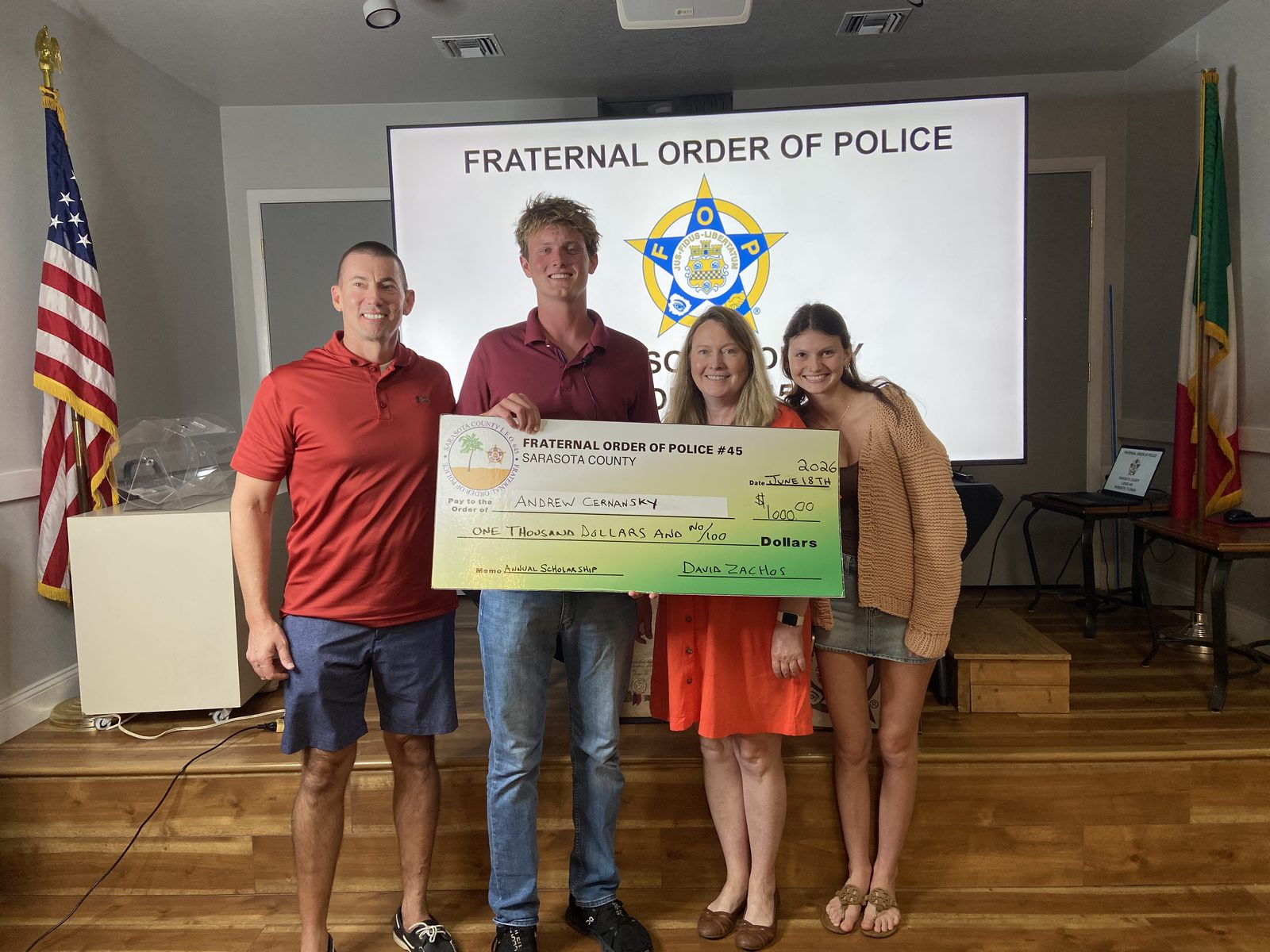 Andrew Cernansky, 2026 Lodge 45 scholarship